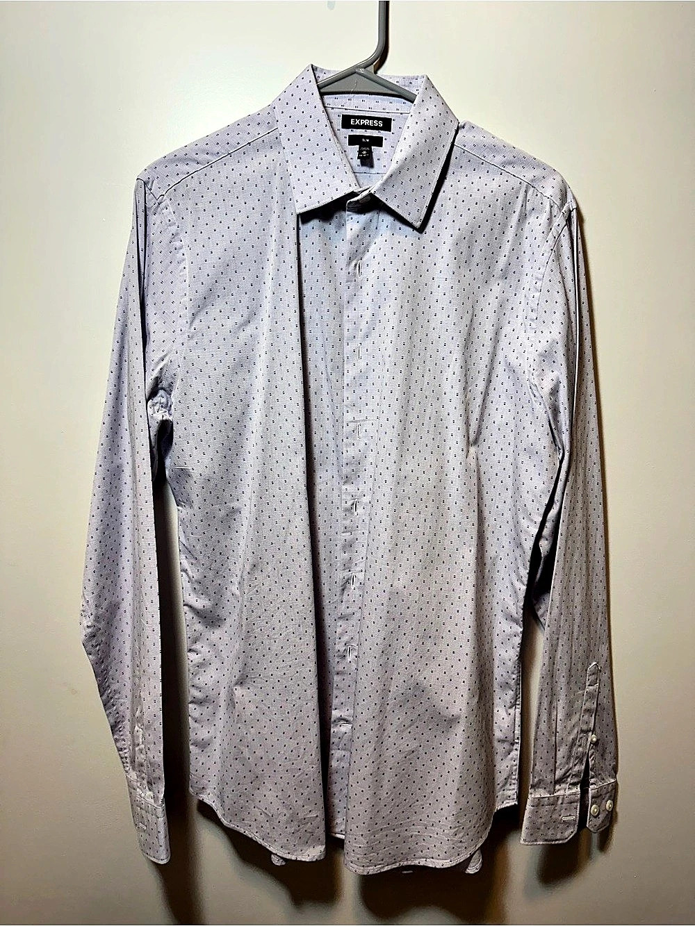 Express Men'Small Polka Dot Dress Shirt Size Small Like New